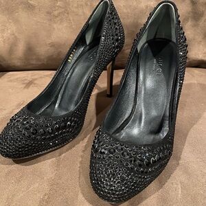 Gucci Classic Black Crystal Pumps